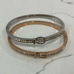 Elegant Silver and Gold Bangle Set